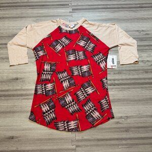 NWT Lularoe Women's Randy Patriotic American Flag Tee